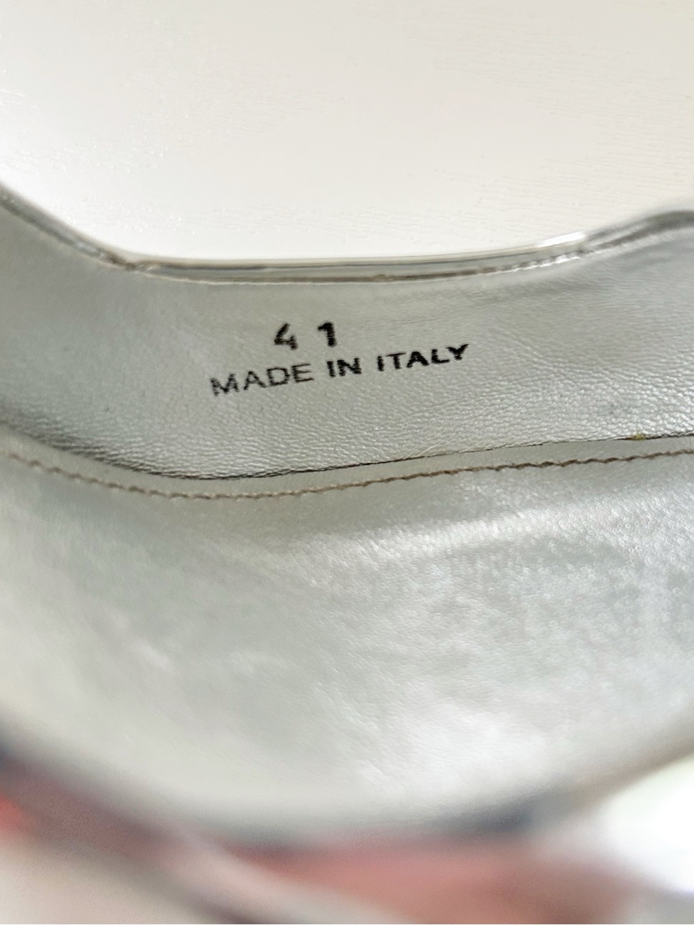 Prada Silver Metallic Slingback Heels Triangle Logo Size EU 41 - Picture 14 of 15